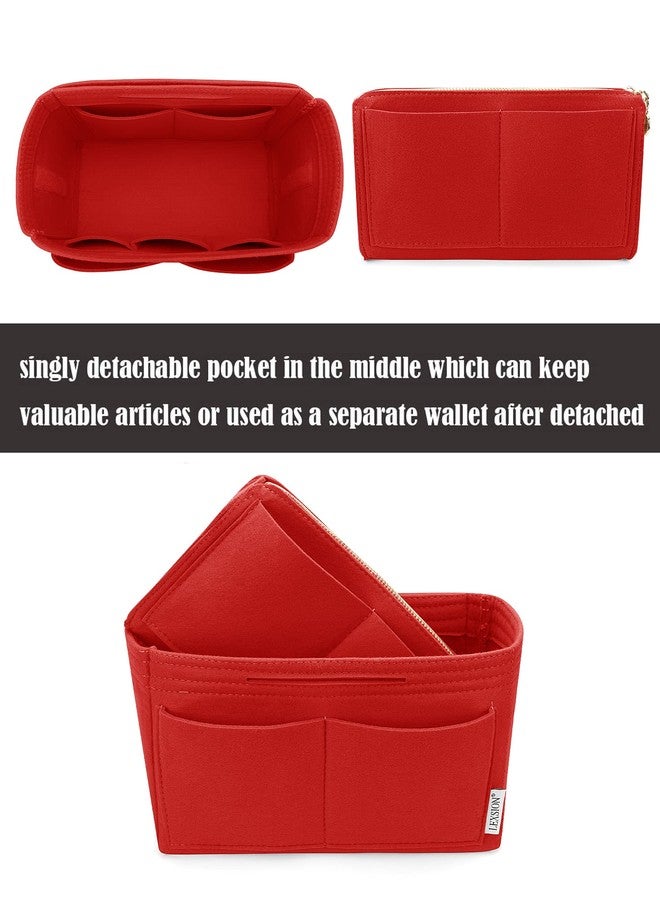LEXSION Felt Purse Bag Organizer Insert with zipper Bag Tote Shaper Fit Speedy Neverful PM MM 8021 Red L - Image 2
